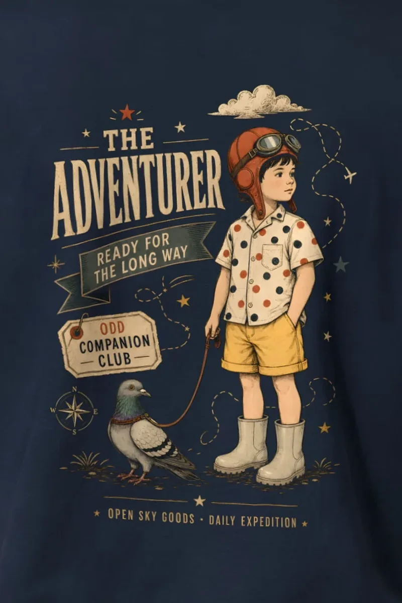 "Ready For The Long Way" Heavyweight Unisex Crewneck T-shirt - the graphic up close