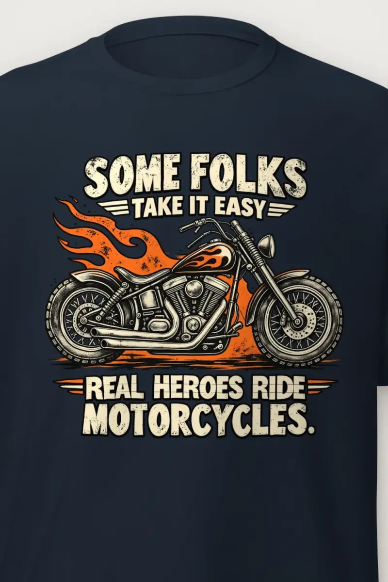 "Real Heroes Ride Motorcycles" Heavyweight Unisex Crewneck T-shirt