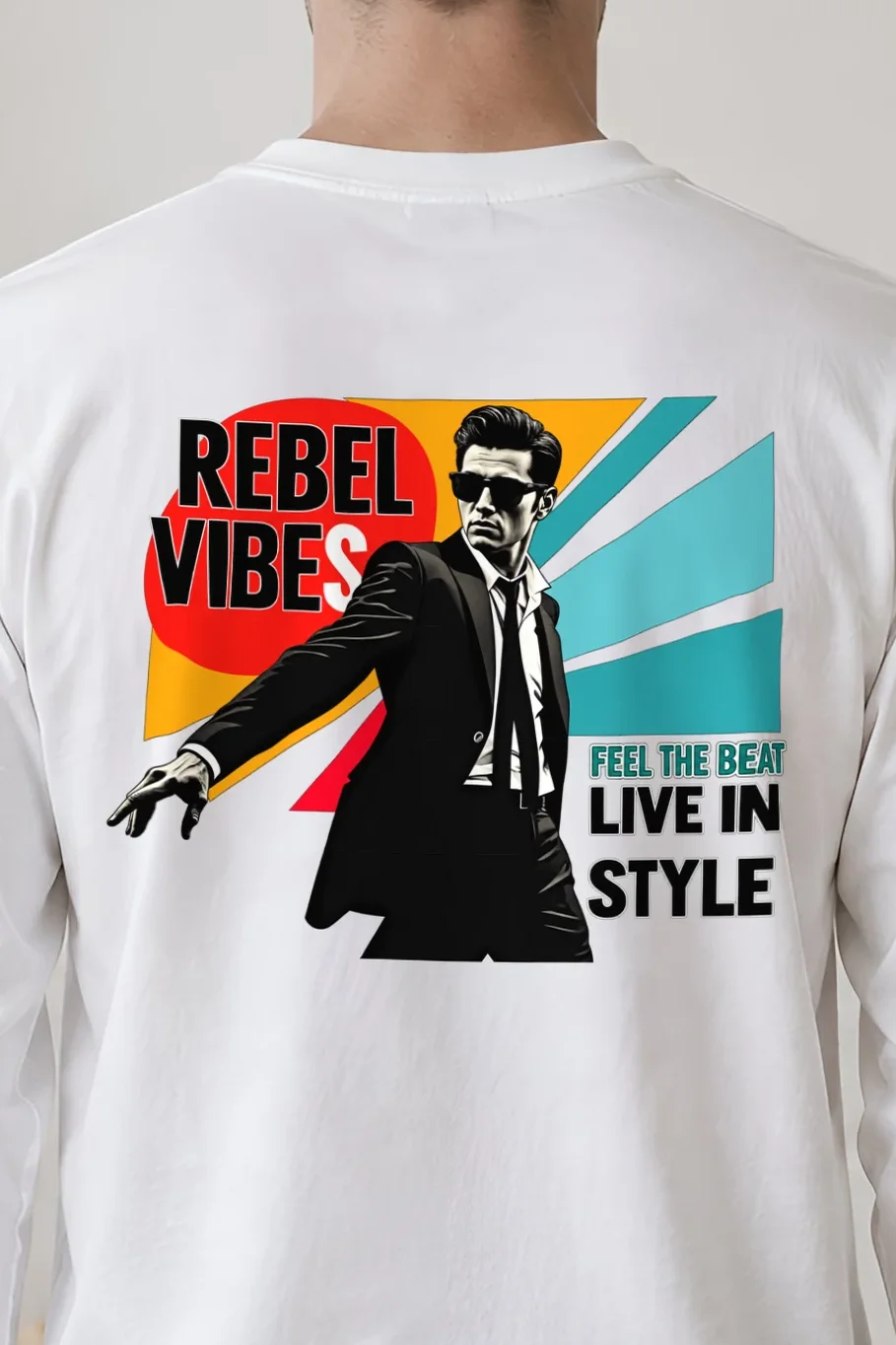 "Rebel Vibes" Unisex Longsleeve T-shirt - the graphic up close