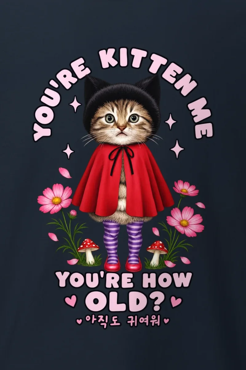 "Red Cape Kitten" Heavyweight Unisex Crewneck T-shirt