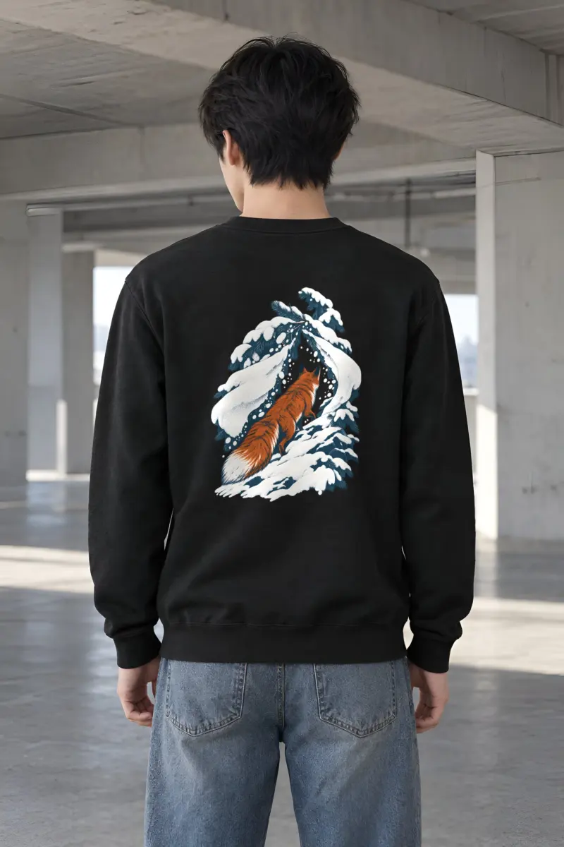 “Red Fox Under Snowy Pines” Heavy Blend Unisex Crewneck Sweatshirt