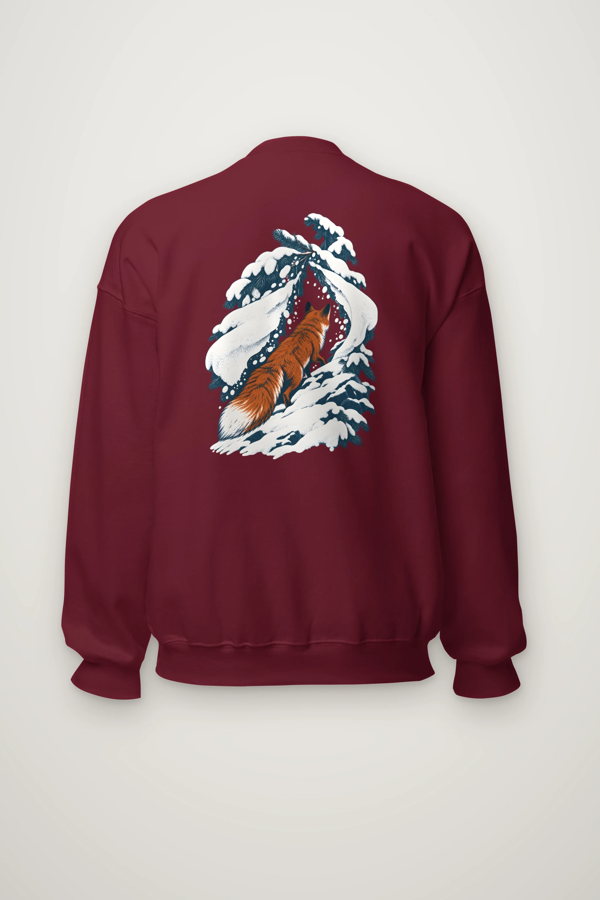 "Red Fox Under Snowy Pines" Heavy Blend Unisex Crewneck Sweatshirt