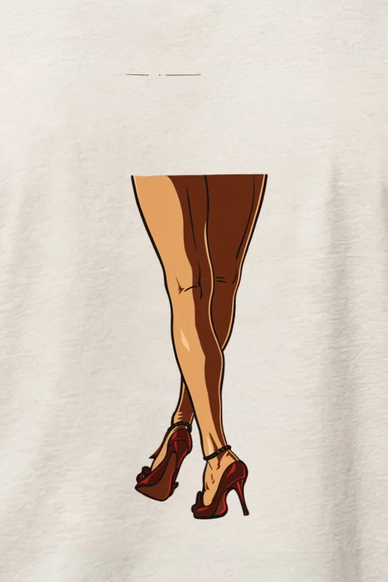 "Red Heel Sketch" Heavyweight Unisex Crewneck T-shirt - the graphic up close