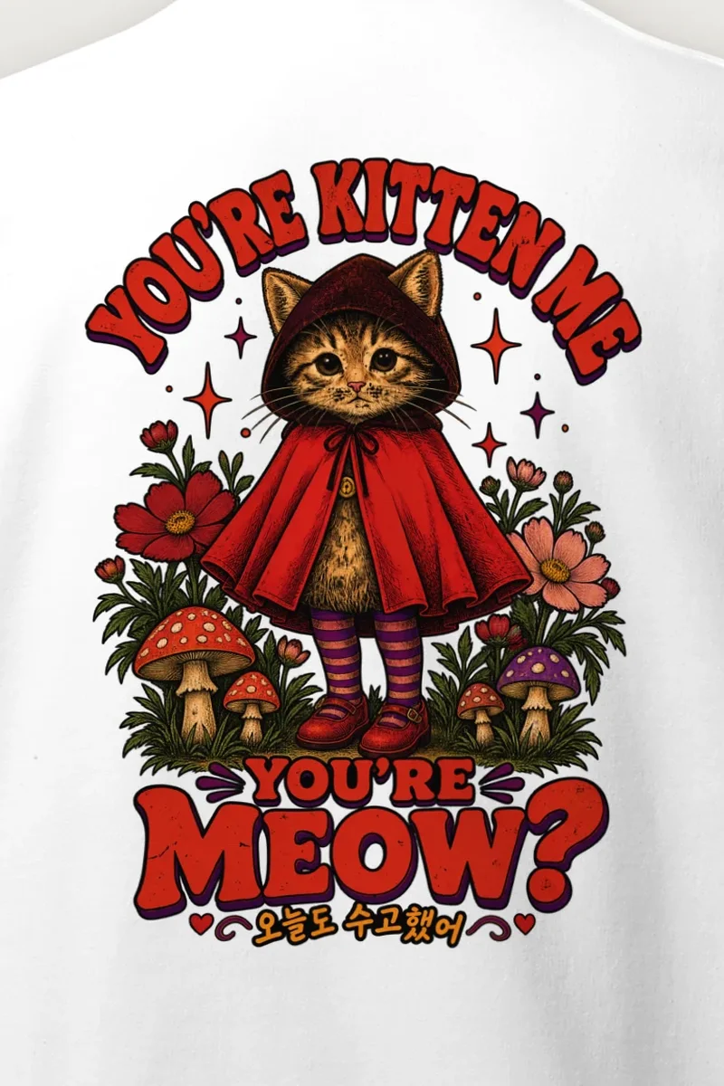 "Red Hood Kitten" Heavy Blend Unisex Crewneck Sweatshirt