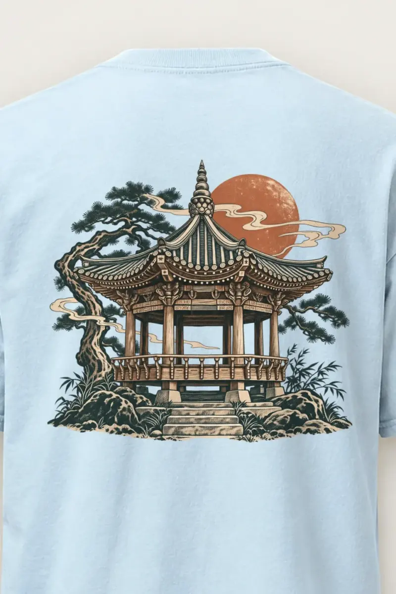 "Red Moon Pavilion" Heavyweight Unisex Crewneck T-shirt