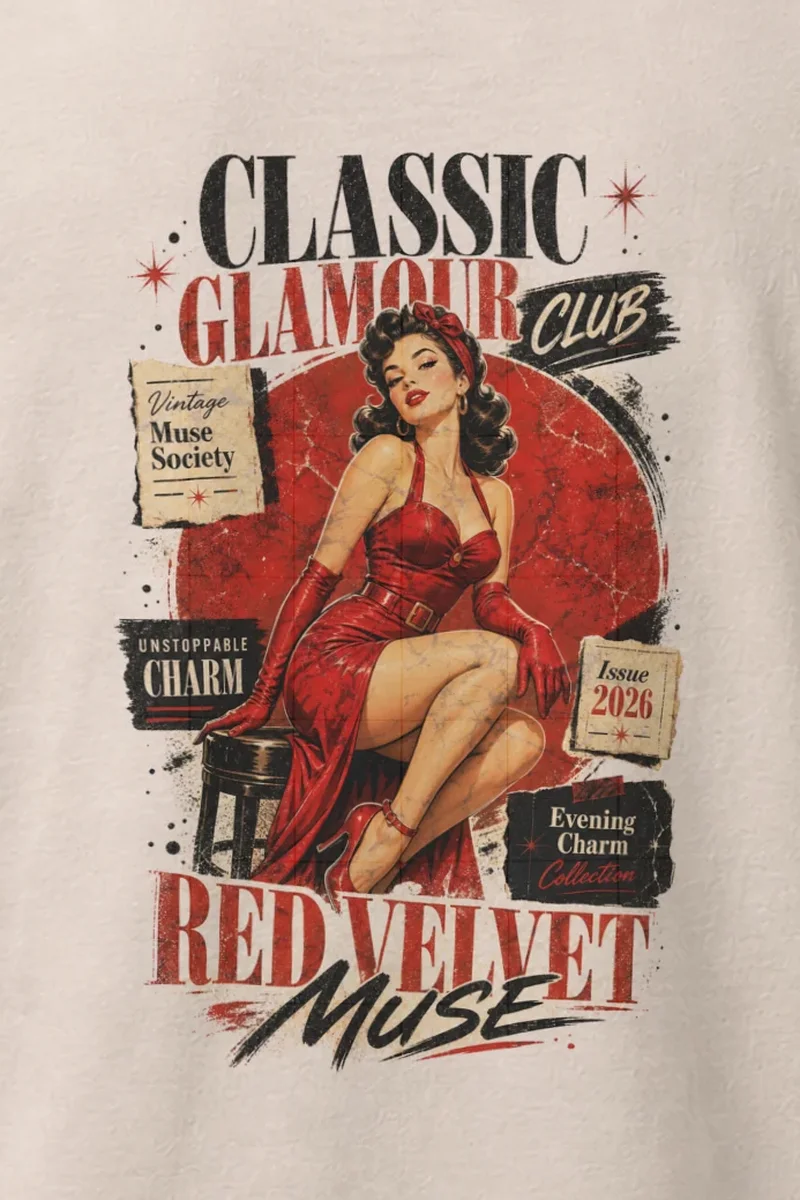 "Red Velvet Muse" Heavyweight Unisex Crewneck T-shirt