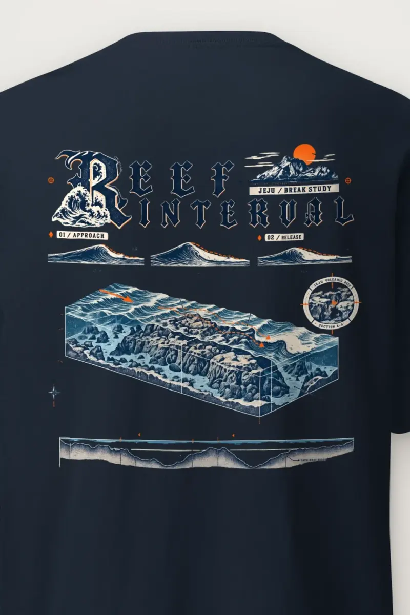 "Reef Interval" Heavyweight Unisex Crewneck T-shirt - the graphic up close