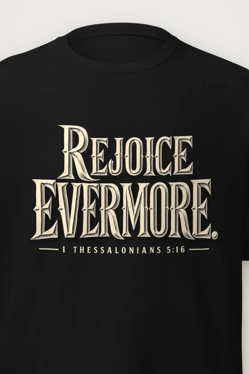 "Rejoice Evermore" Heavyweight Unisex Crewneck T-shirt - the graphic up close