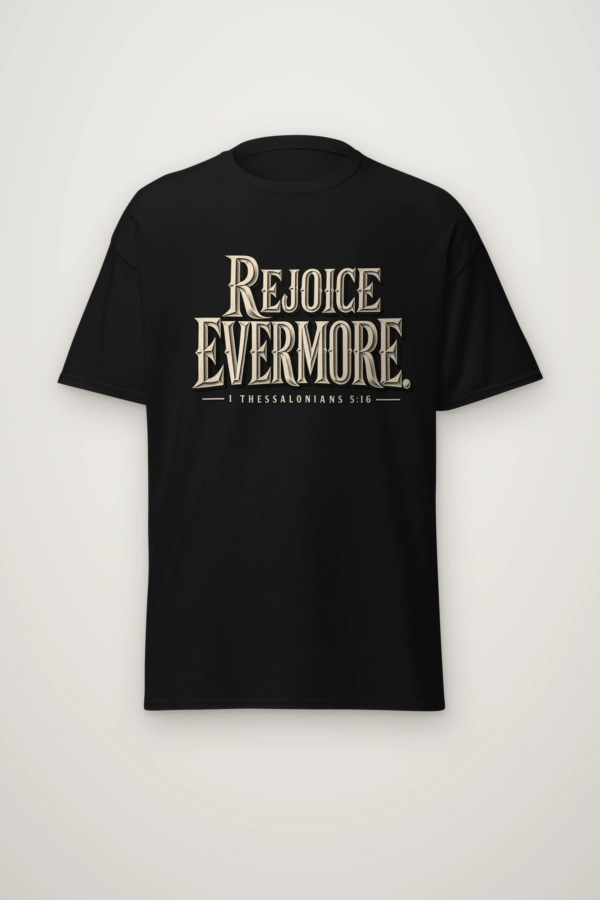 "Rejoice Evermore Western Serif" Heavyweight Unisex Crewneck T-shirt