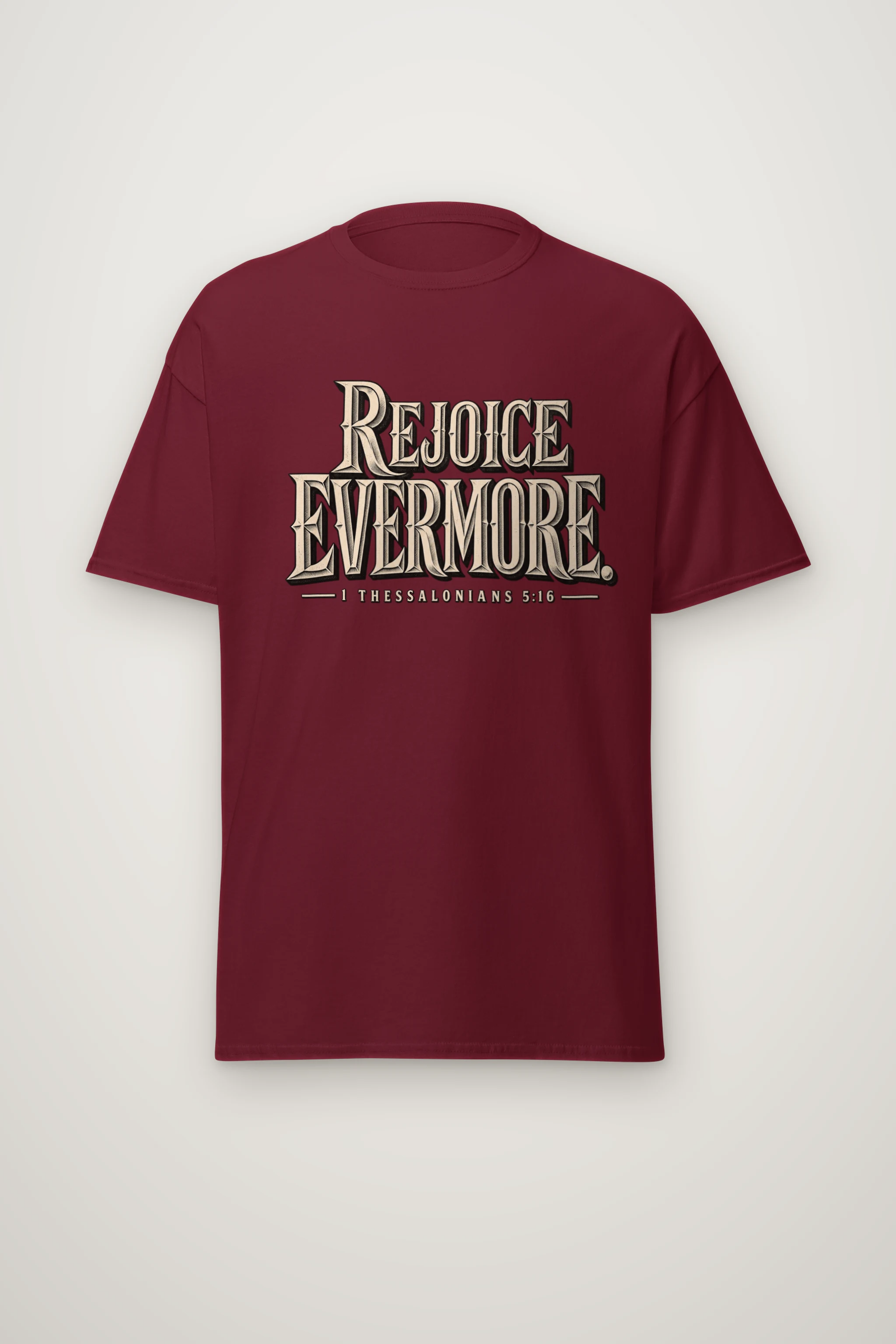 "Rejoice Evermore Western Serif" Heavyweight Unisex Crewneck T-shirt