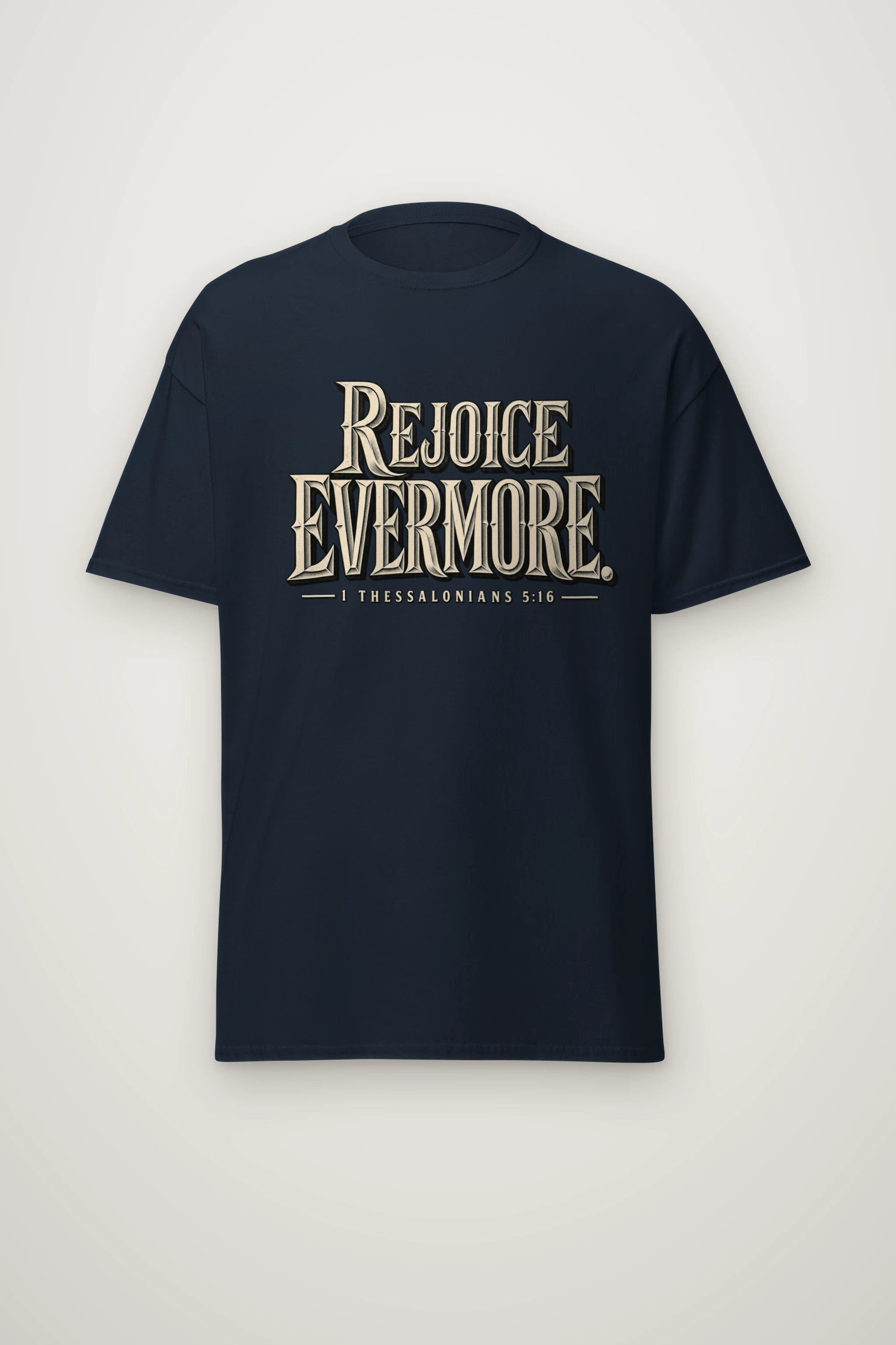 "Rejoice Evermore Western Serif" Heavyweight Unisex Crewneck T-shirt