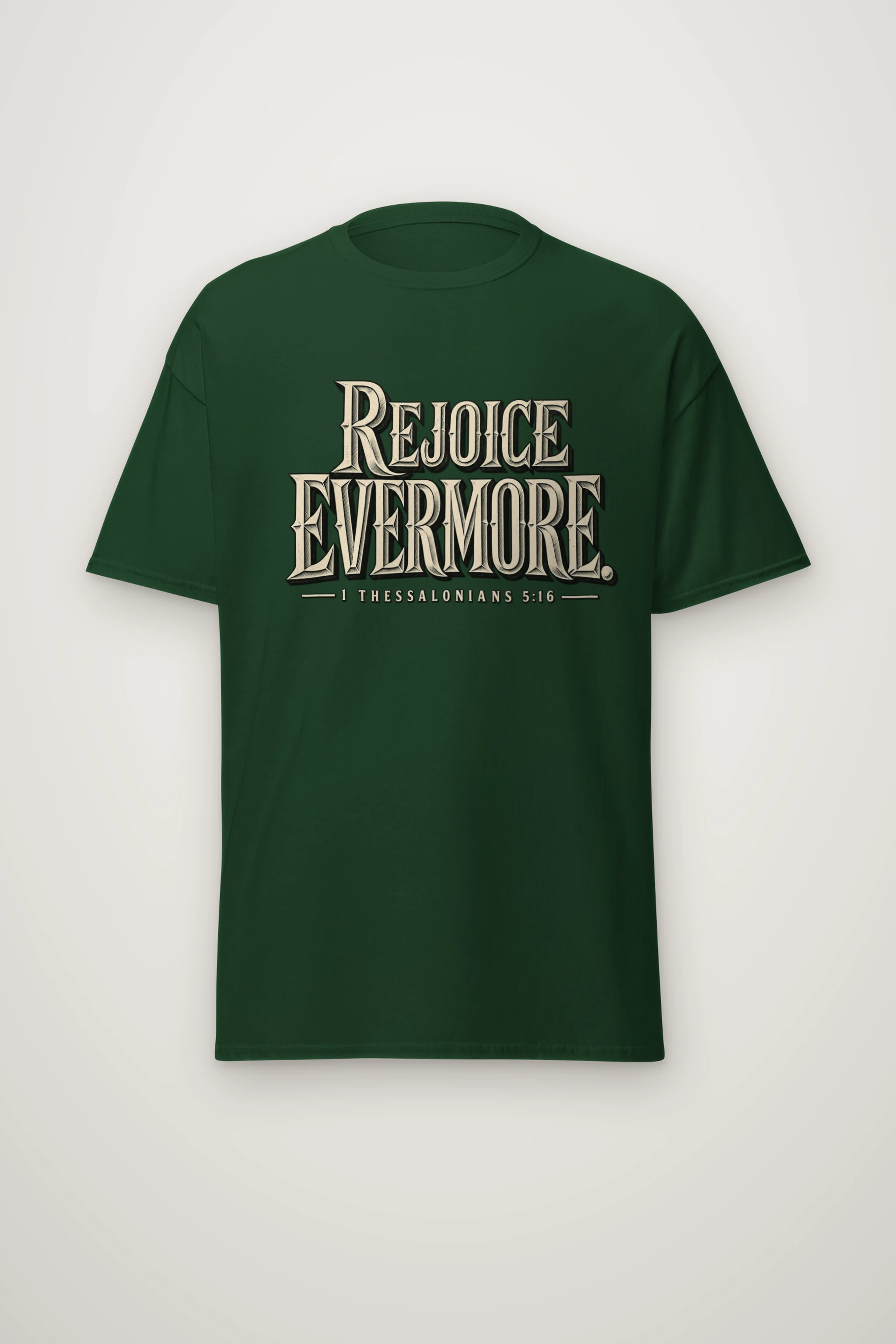 "Rejoice Evermore Western Serif" Heavyweight Unisex Crewneck T-shirt