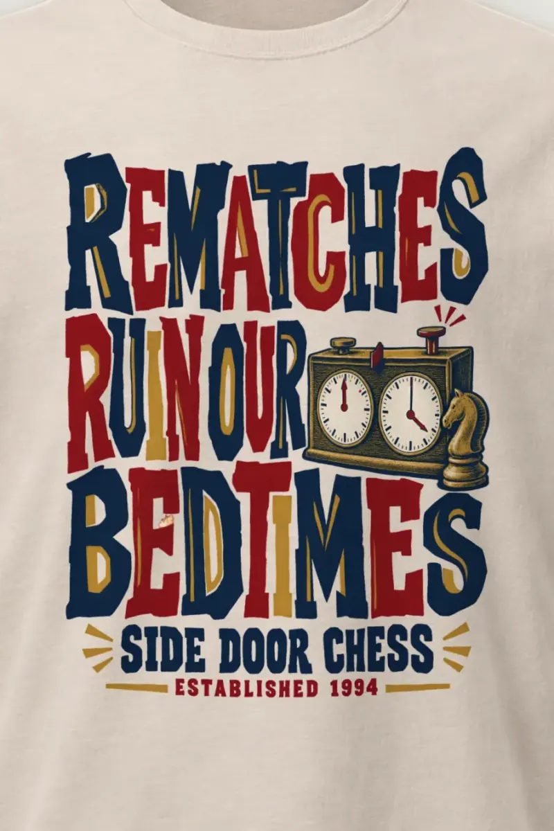 "Rematches Ruin Our Bedtimes" Heavyweight Unisex Crewneck T-shirt - the graphic up close