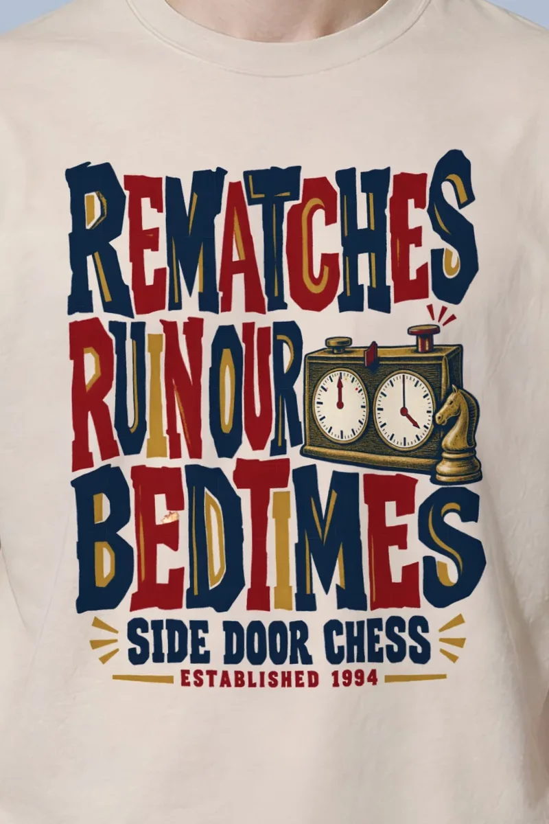 "Rematches Ruin Our Bedtimes" Heavyweight Unisex Crewneck T-shirt - the graphic up close