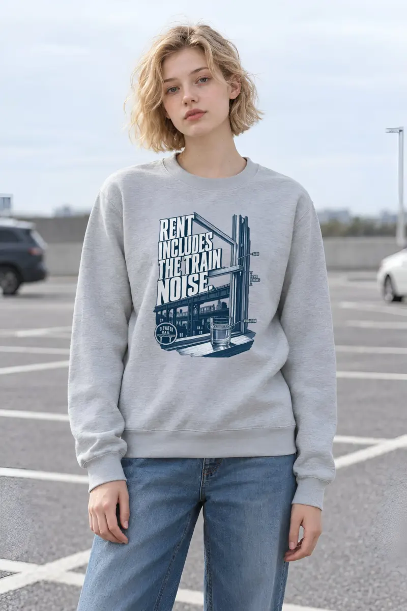 "Rent Includes the Train Noise" Heavy Blend Unisex Crewneck Sweatshirt