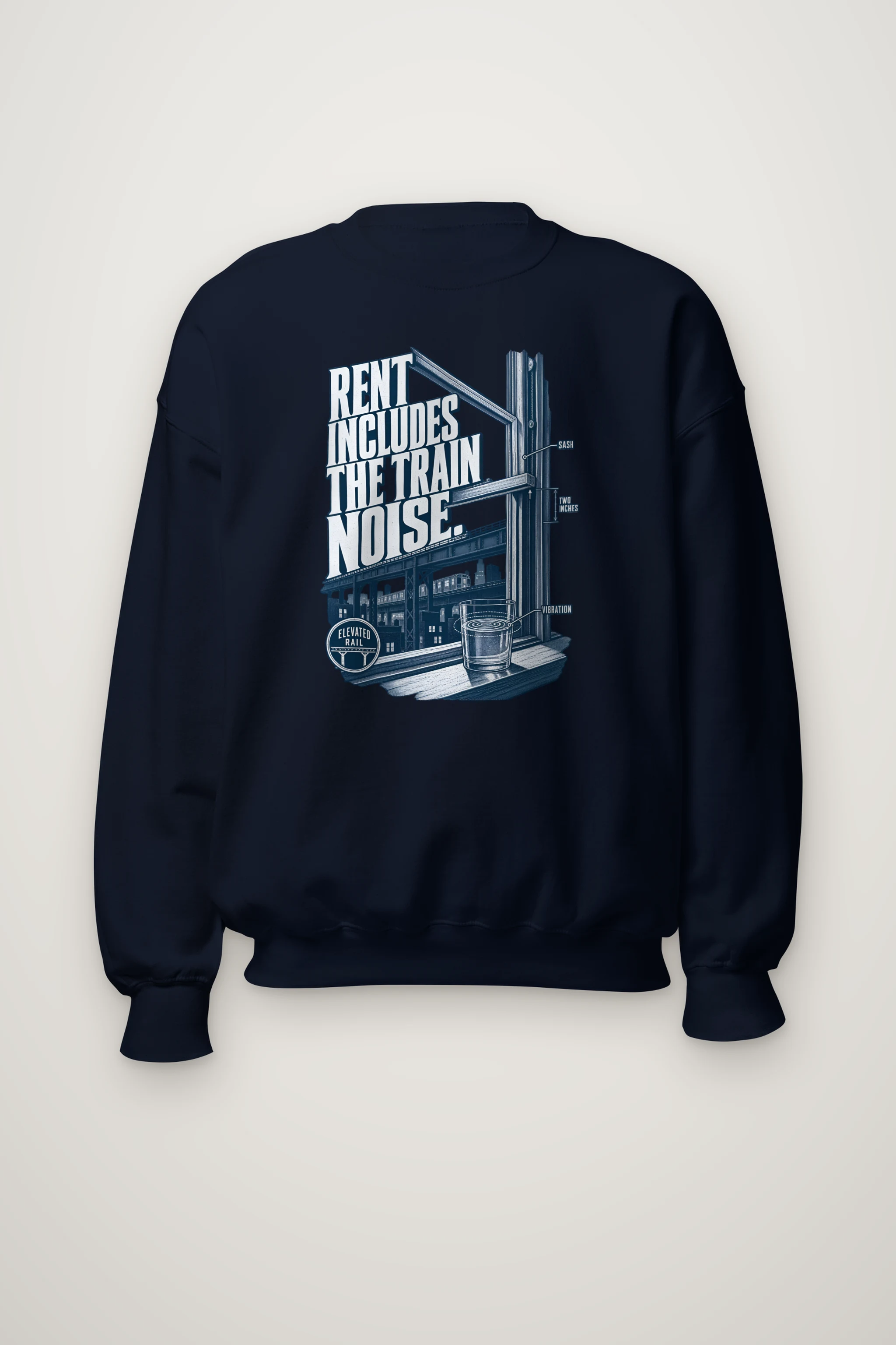 "Rent Includes the Train Noise" Heavy Blend Unisex Crewneck Sweatshirt