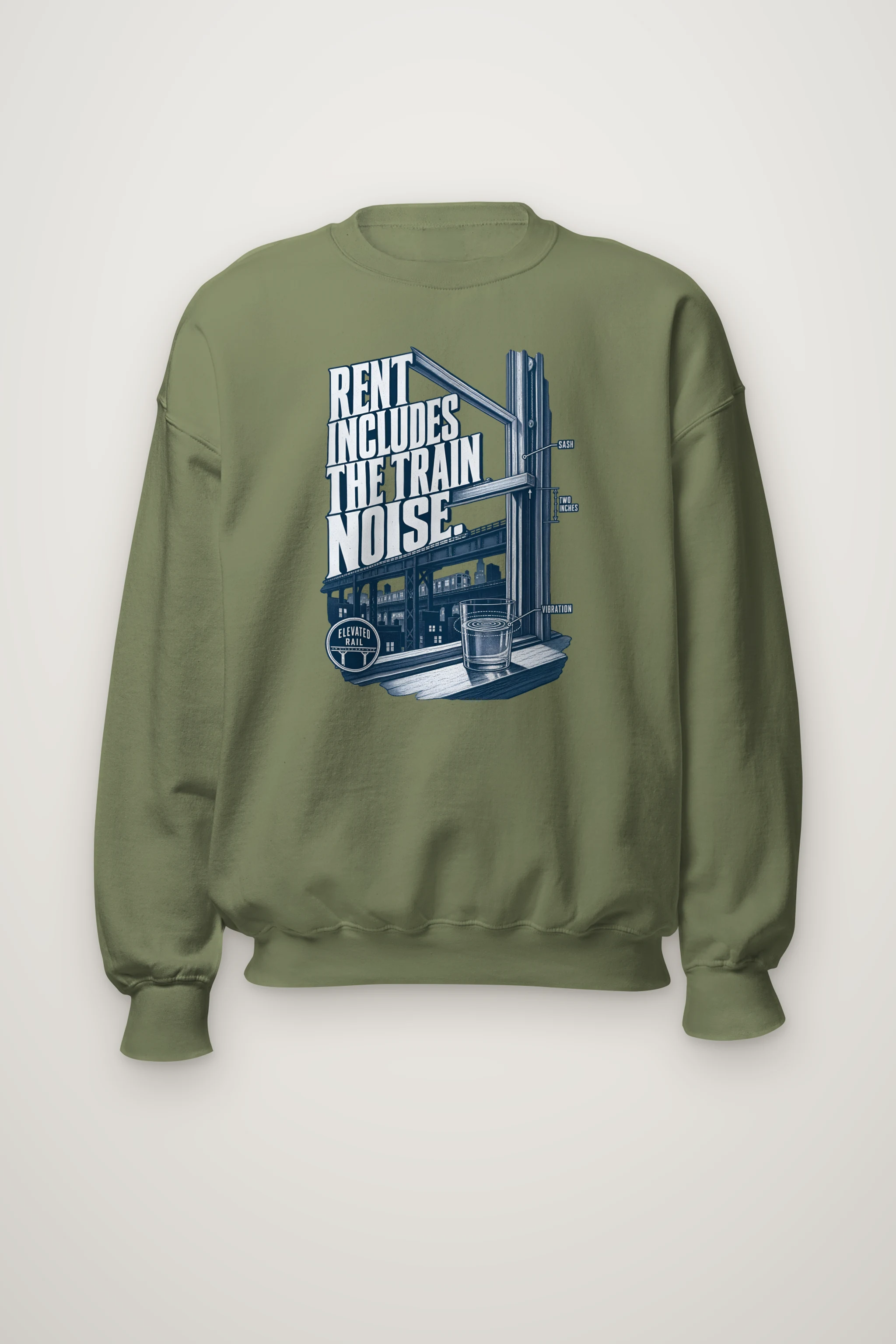 "Rent Includes the Train Noise" Heavy Blend Unisex Crewneck Sweatshirt