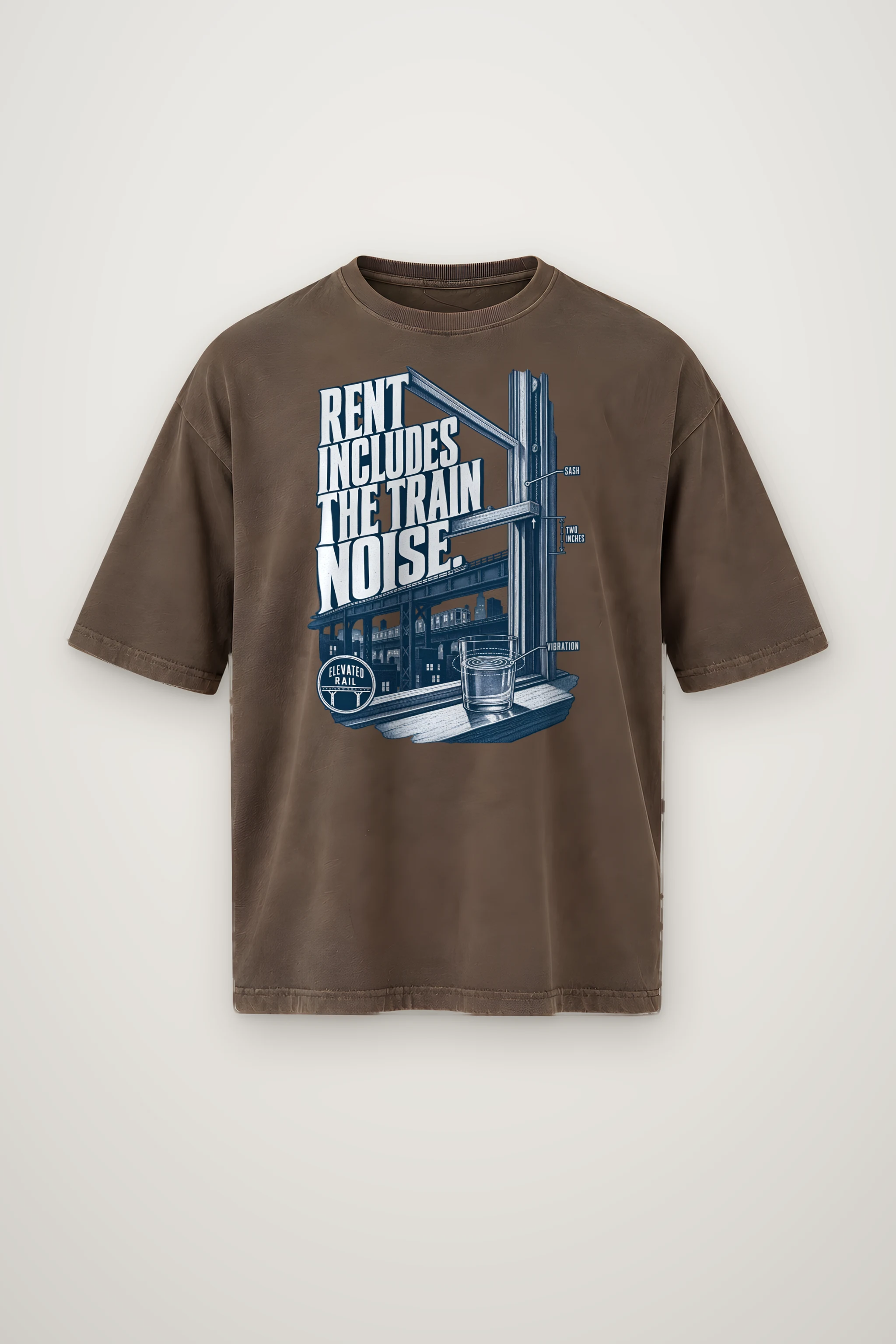 "Rent Includes The Train Noise" Men's Oversized Heavyweight Crewneck T-Shirt
