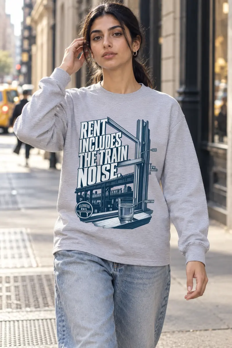 "Rent Includes the Train Noise" Unisex Longsleeve T-shirt