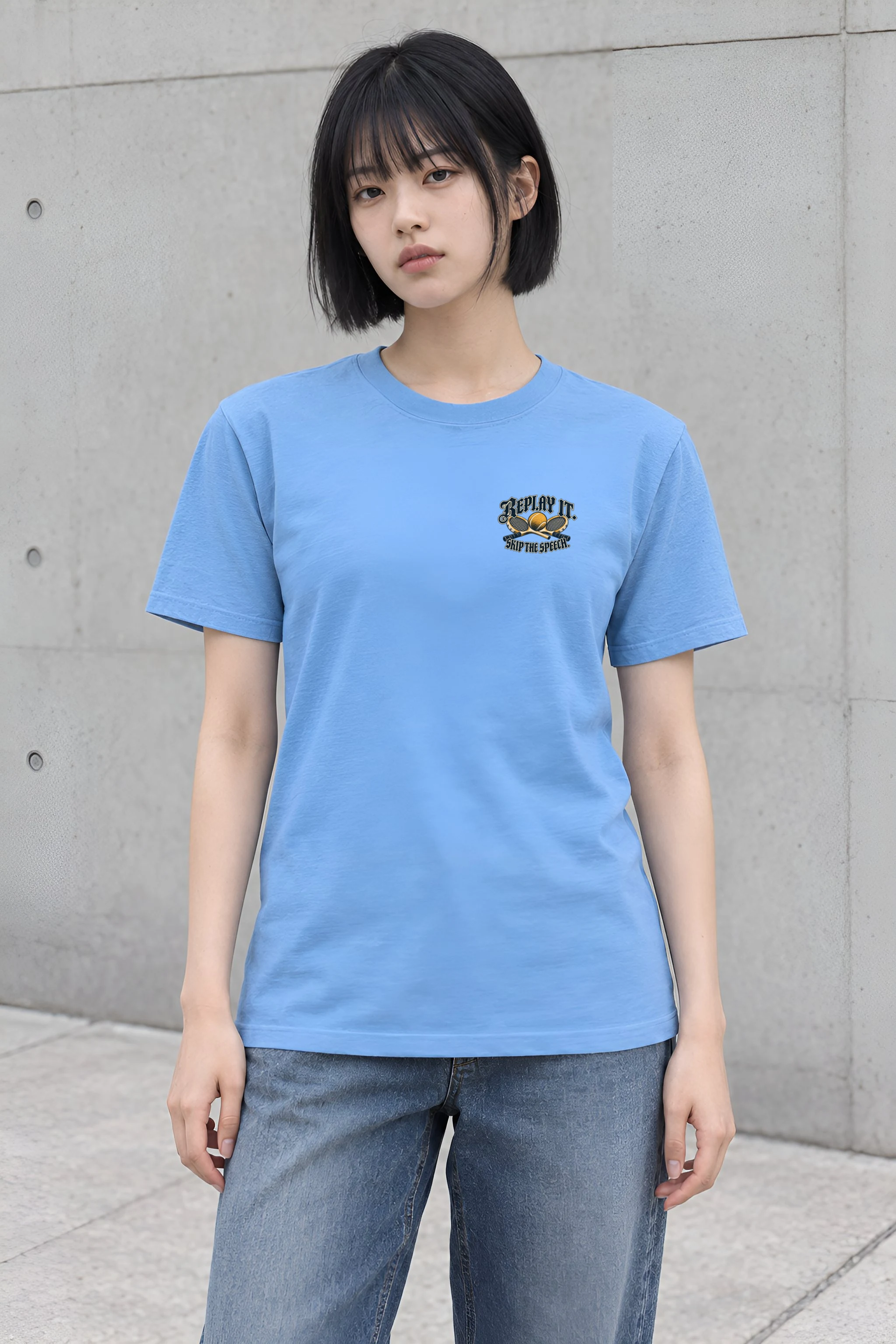 "Replay It Skip the Speech" Heavyweight Unisex Crewneck T-shirt