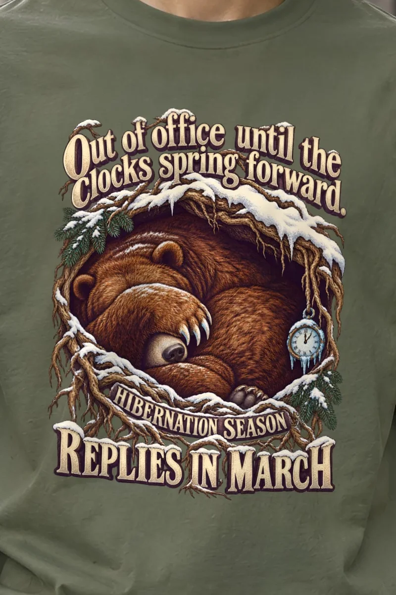 "Replies In March" Heavyweight Unisex Crewneck T-shirt - the graphic up close
