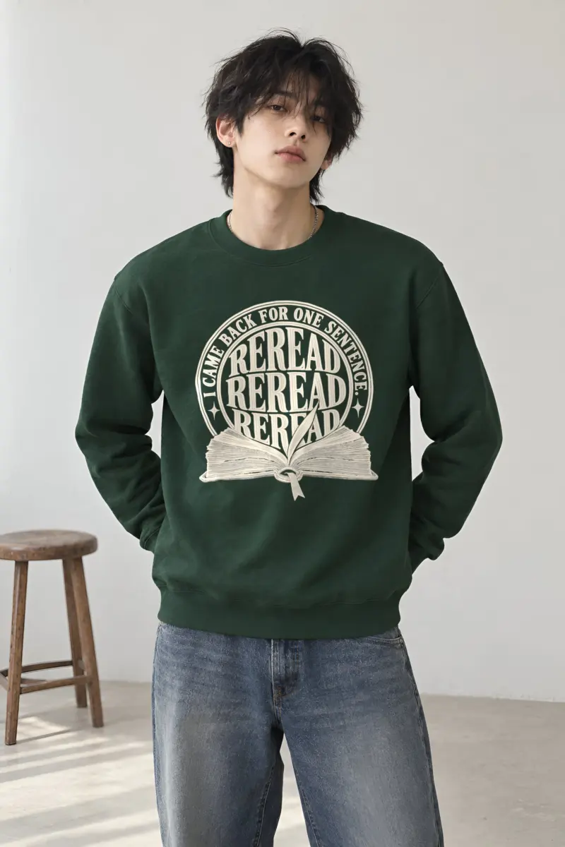 “Reread Open Book” Heavy Blend Unisex Crewneck Sweatshirt