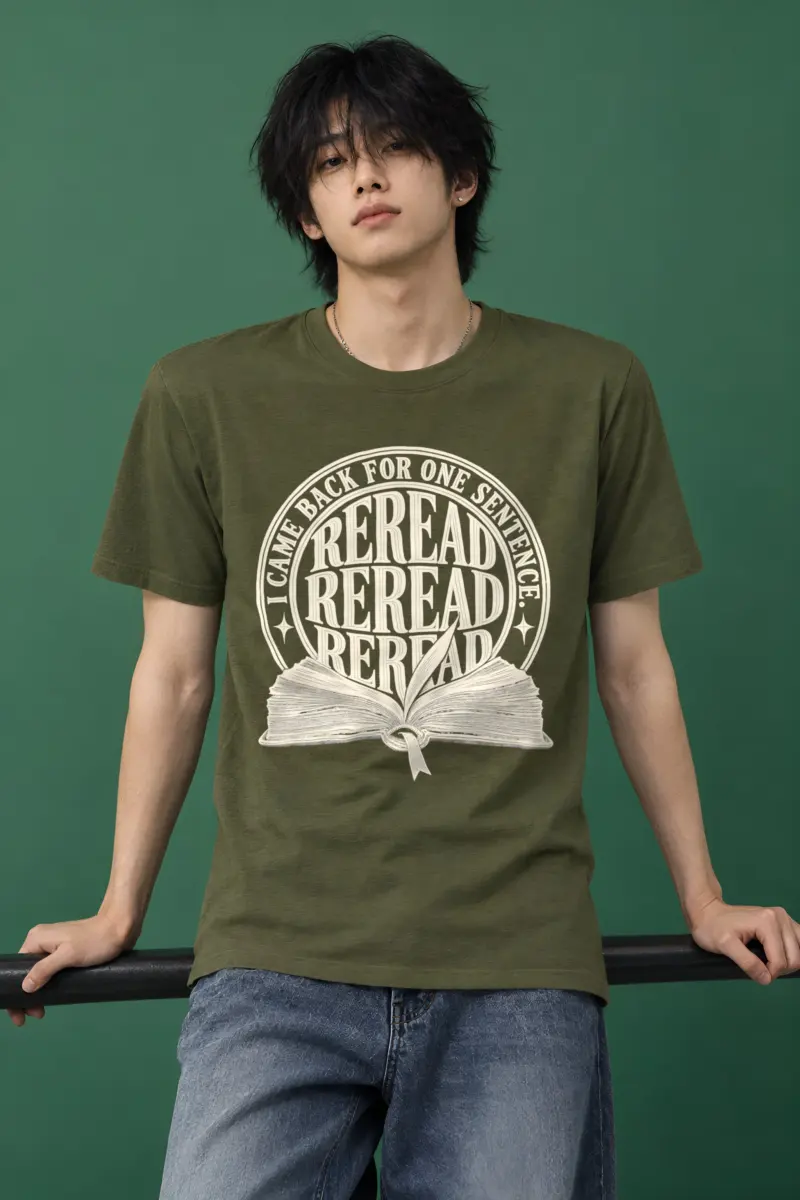 “Reread Open Book” Heavyweight Unisex Crewneck T-shirt
