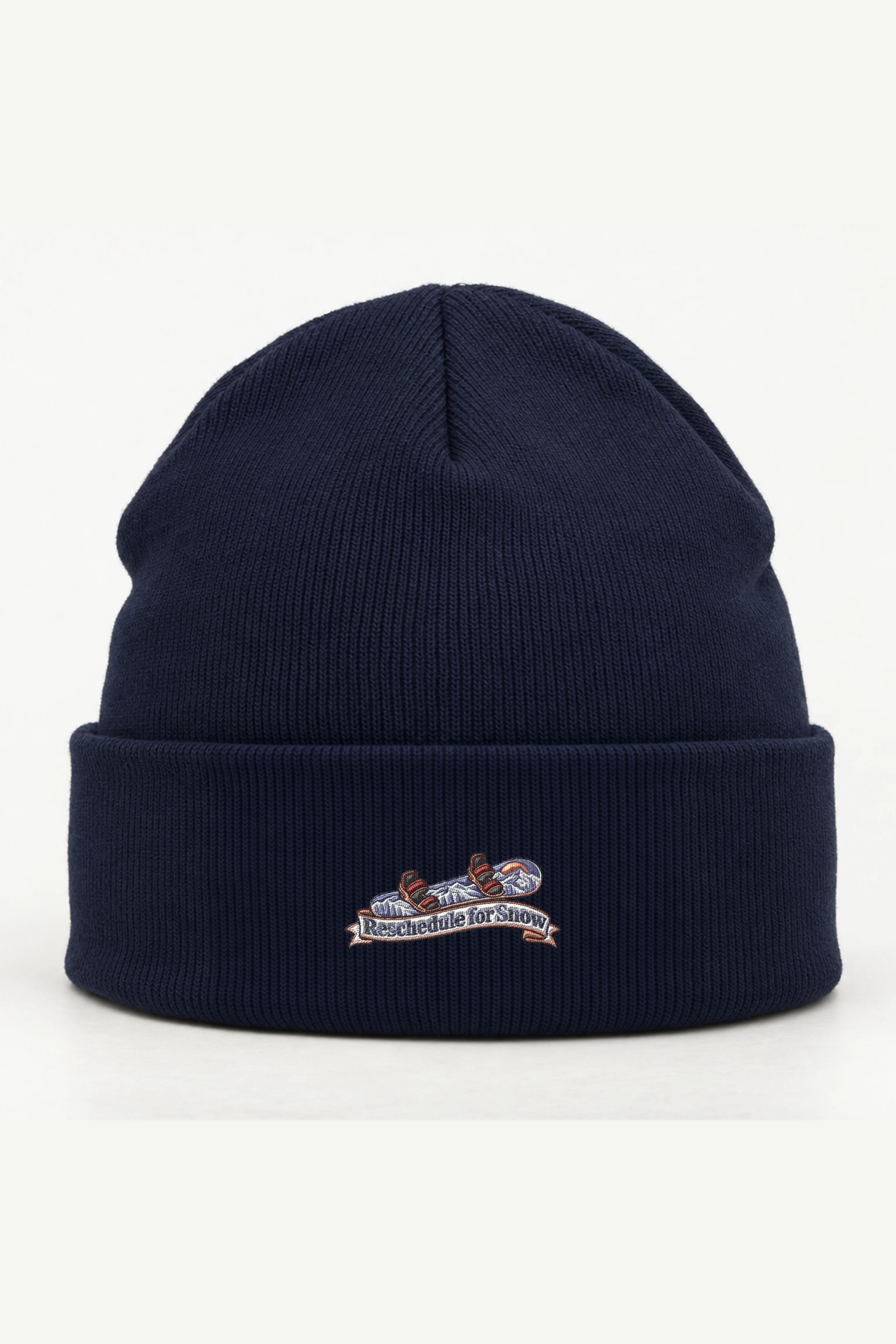 "Reschedule for Snow" Cuffed Beanie · Embroidered