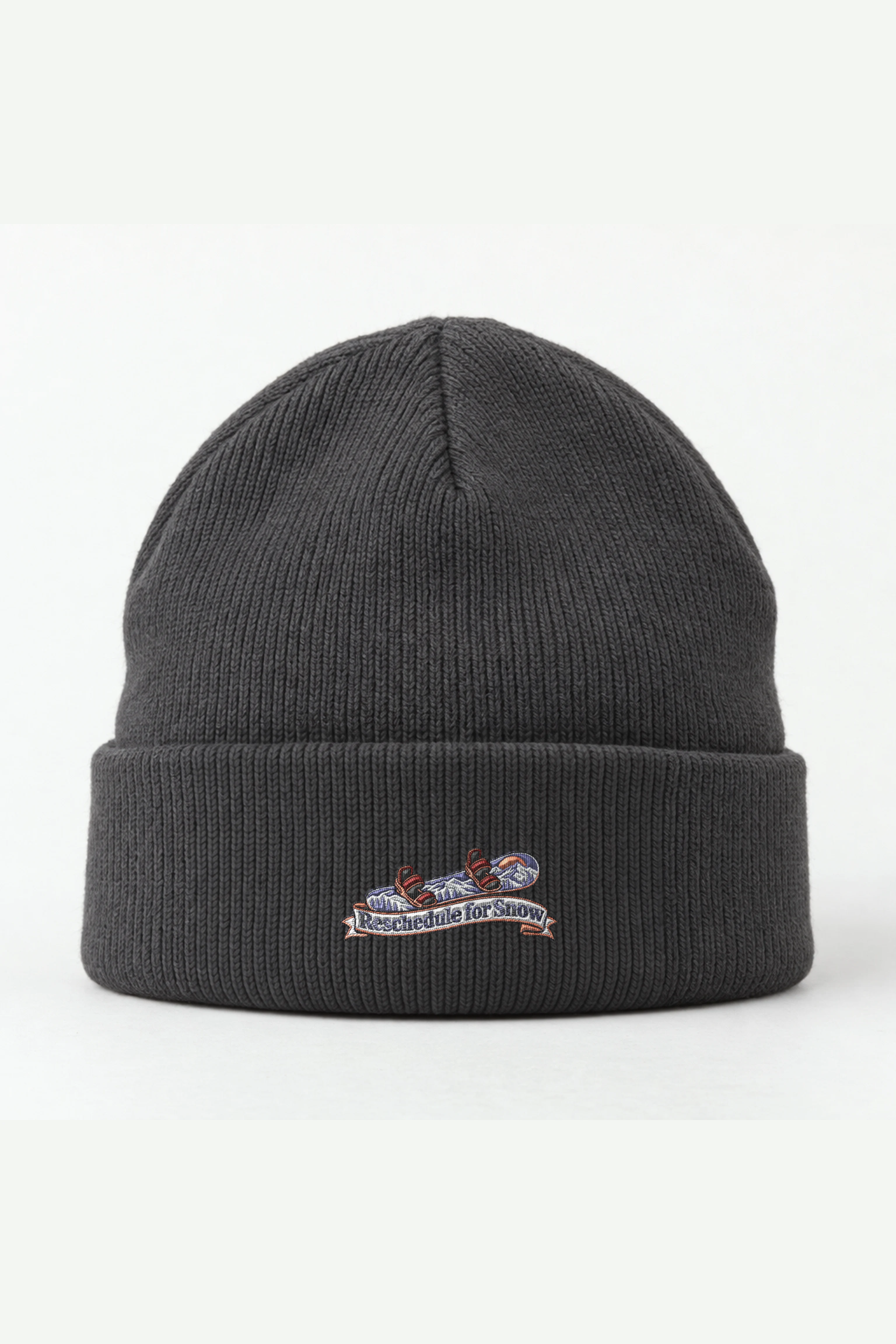 "Reschedule for Snow" Cuffed Beanie · Embroidered