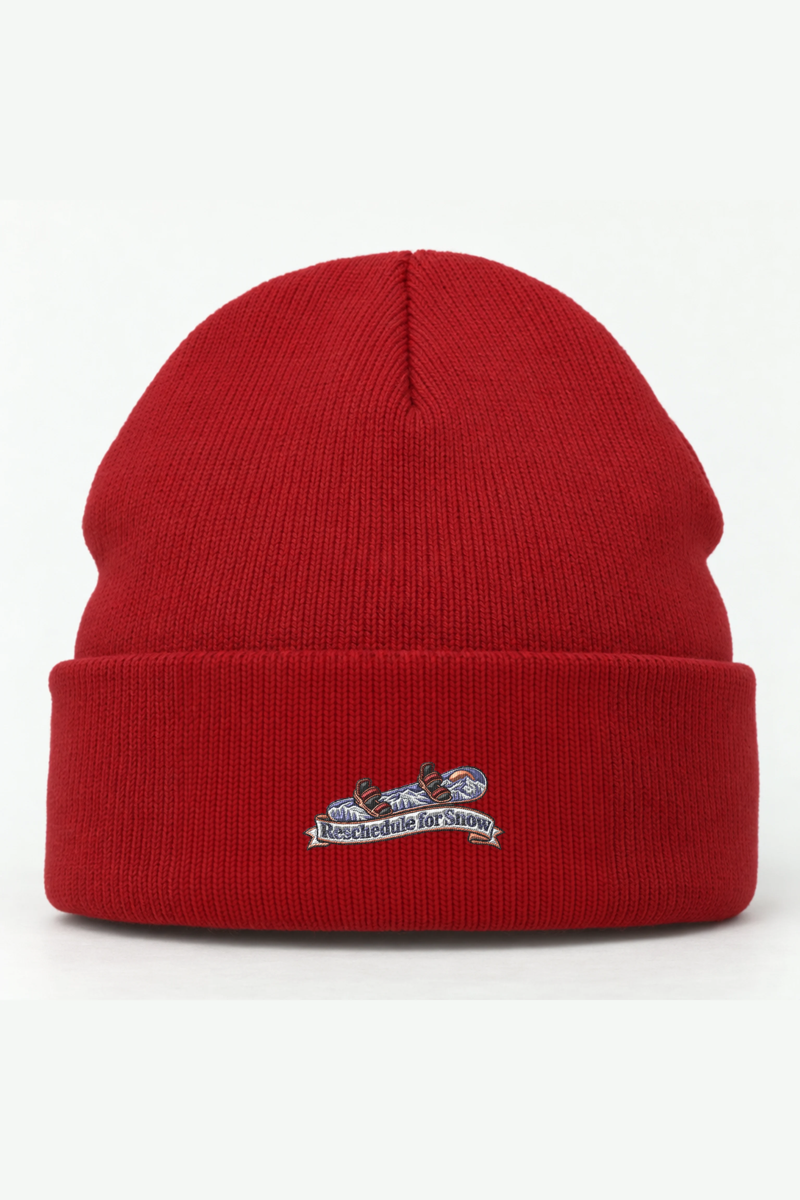 "Reschedule for Snow" Cuffed Beanie · Embroidered