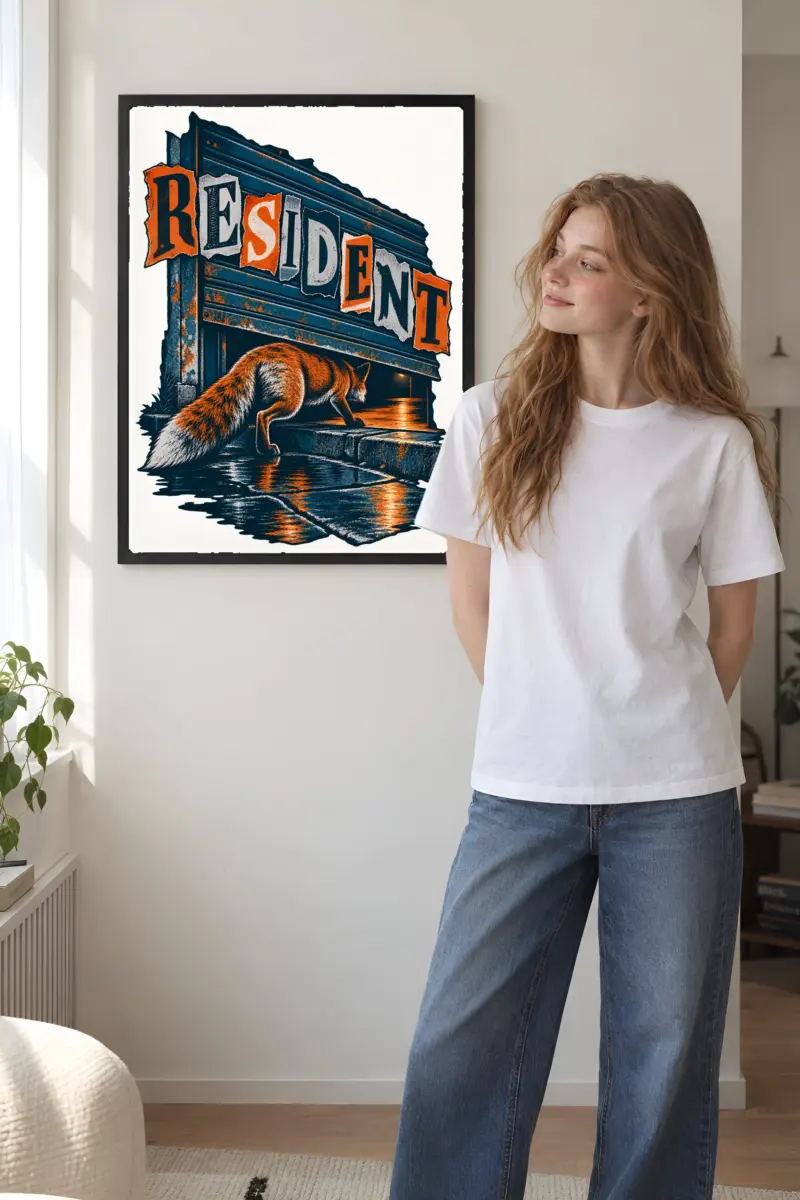 “Resident Fox” Premium Wooden Framed Poster