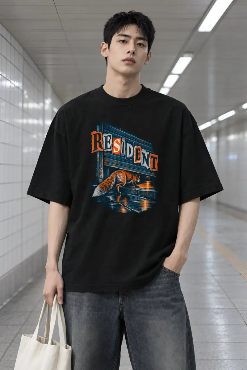 "RESIDENT" Men's Oversized Heavyweight Crewneck T-Shirt