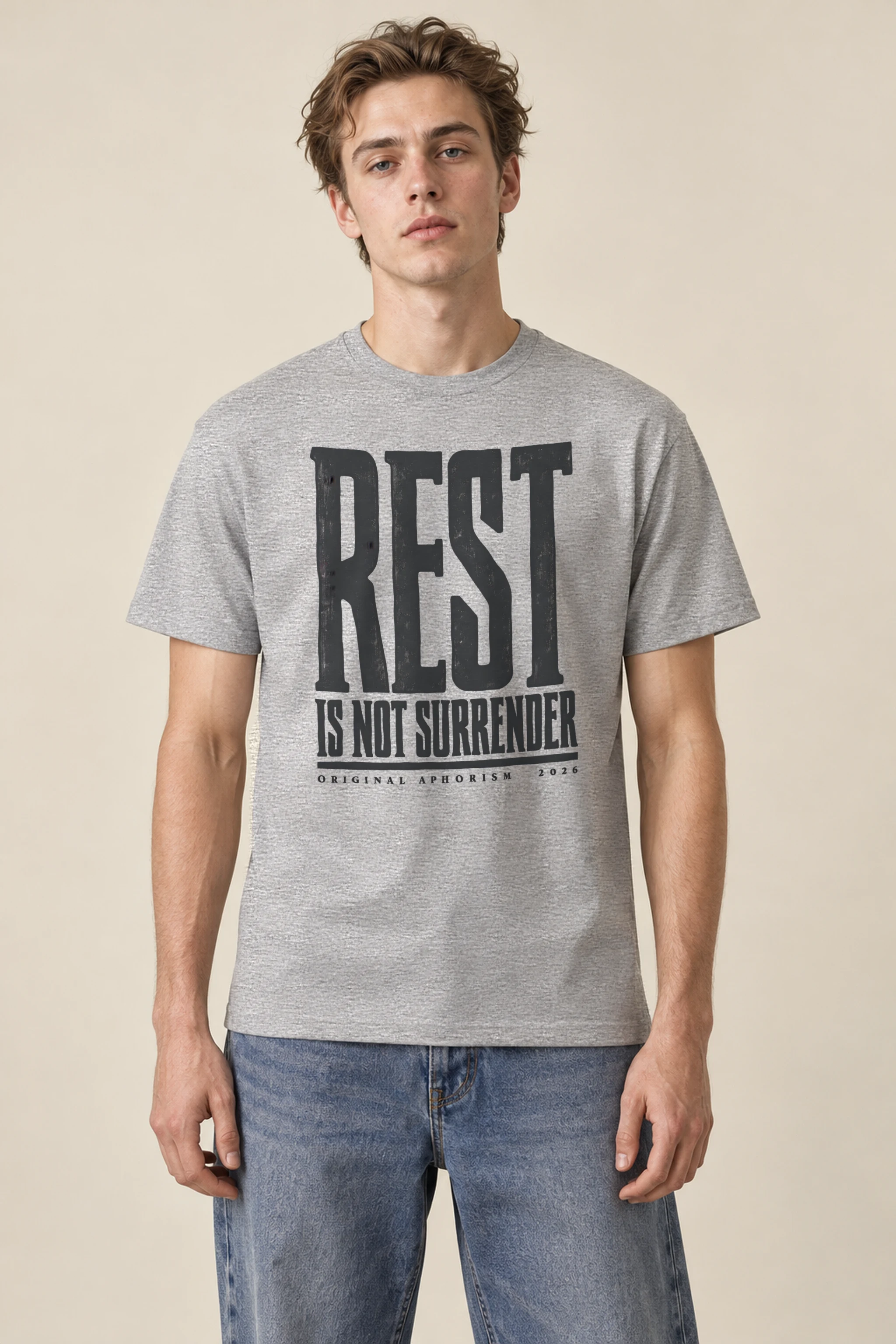 "Rest Is Not Surrender" Heavyweight Unisex Crewneck T-shirt