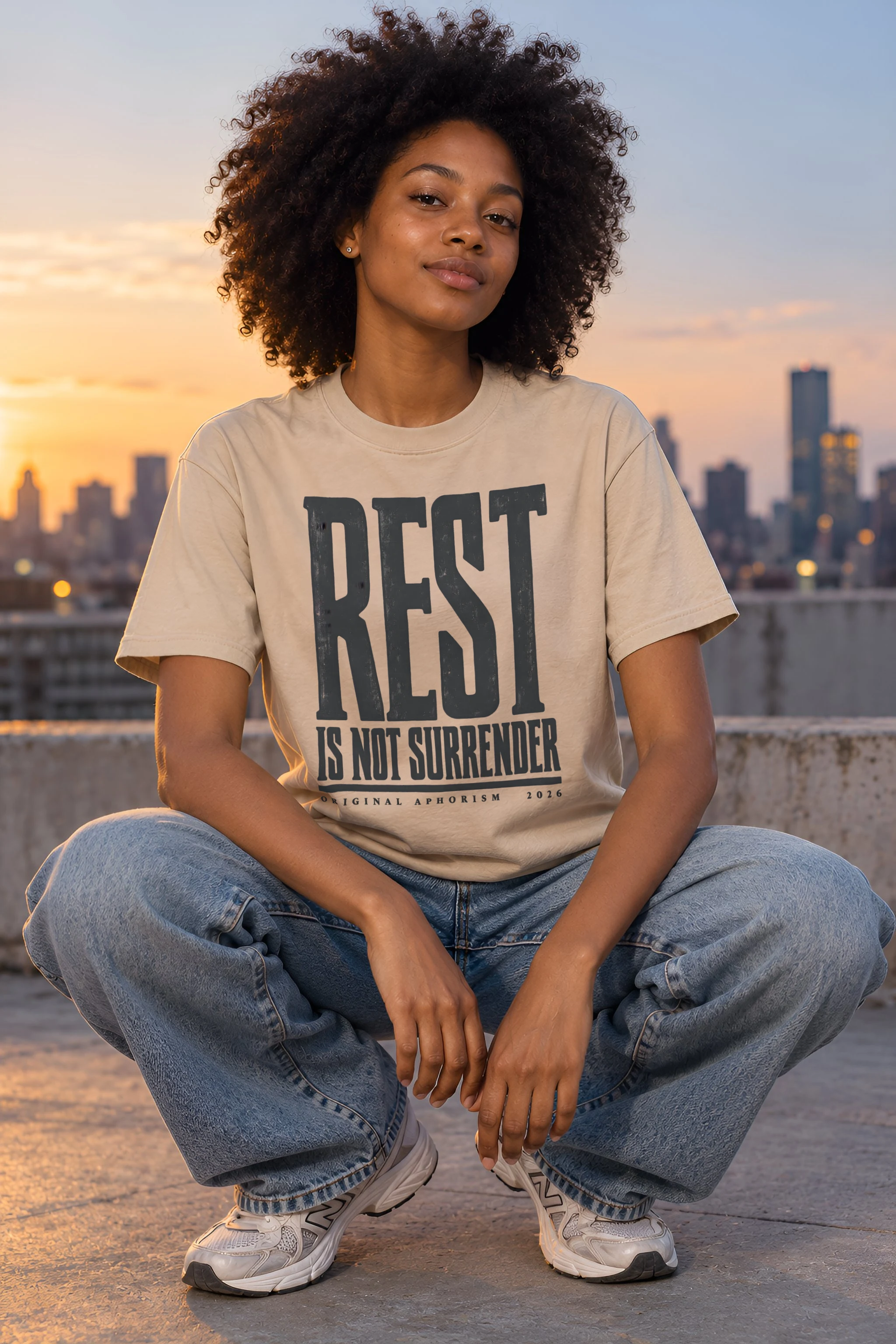 "Rest Is Not Surrender" Heavyweight Unisex Crewneck T-shirt