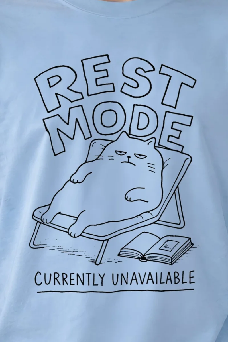 "Rest Mode Currently Unavailable" Unisex Longsleeve T-shirt - the graphic up close