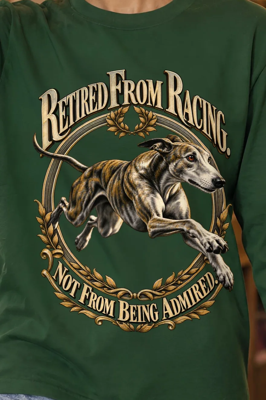 "Retired From Racing" Unisex Longsleeve T-shirt - the graphic up close