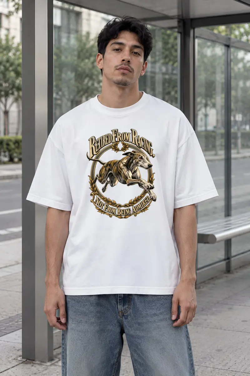 "Retired From Racing" Unisex Oversized Heavyweight Crewneck T-Shirt