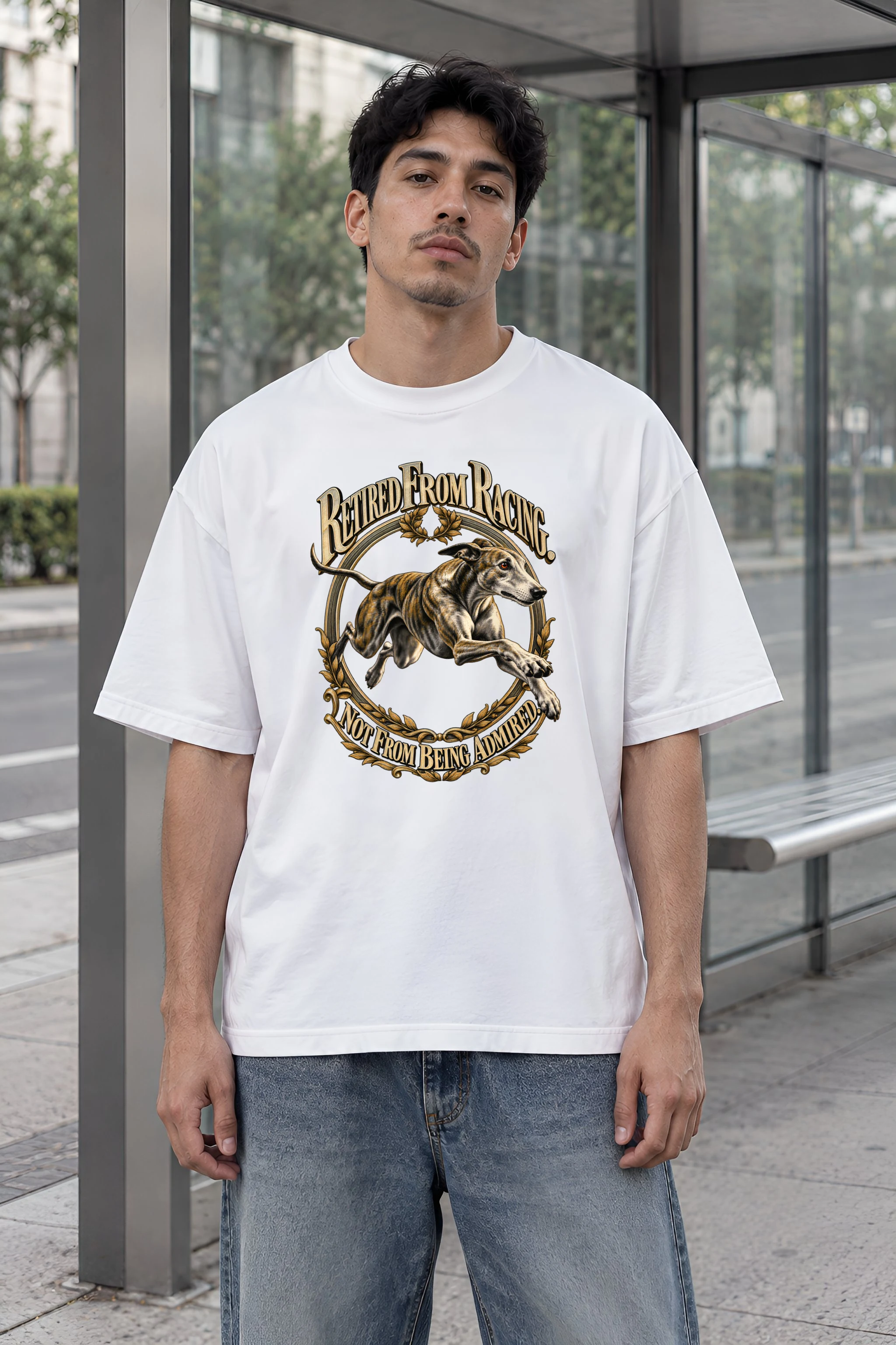 "Retired From Racing" Unisex Oversized Heavyweight Crewneck T-Shirt