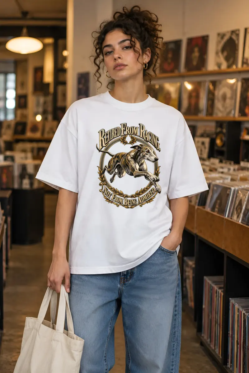 "Retired From Racing" Unisex Oversized Heavyweight Crewneck T-Shirt
