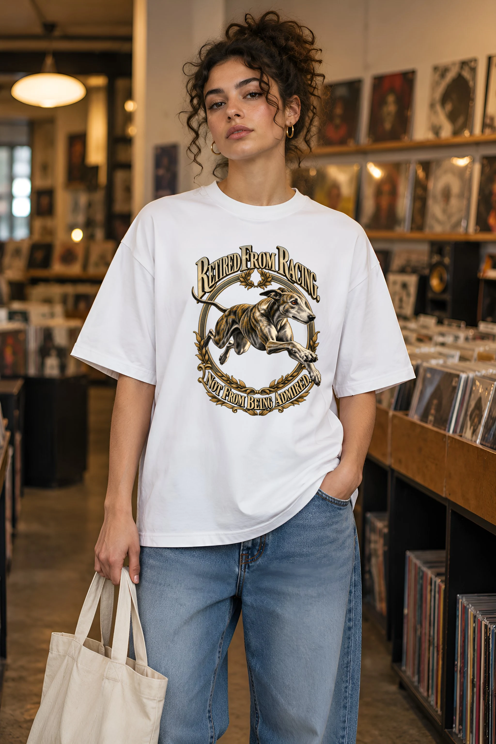 "Retired From Racing" Unisex Oversized Heavyweight Crewneck T-Shirt