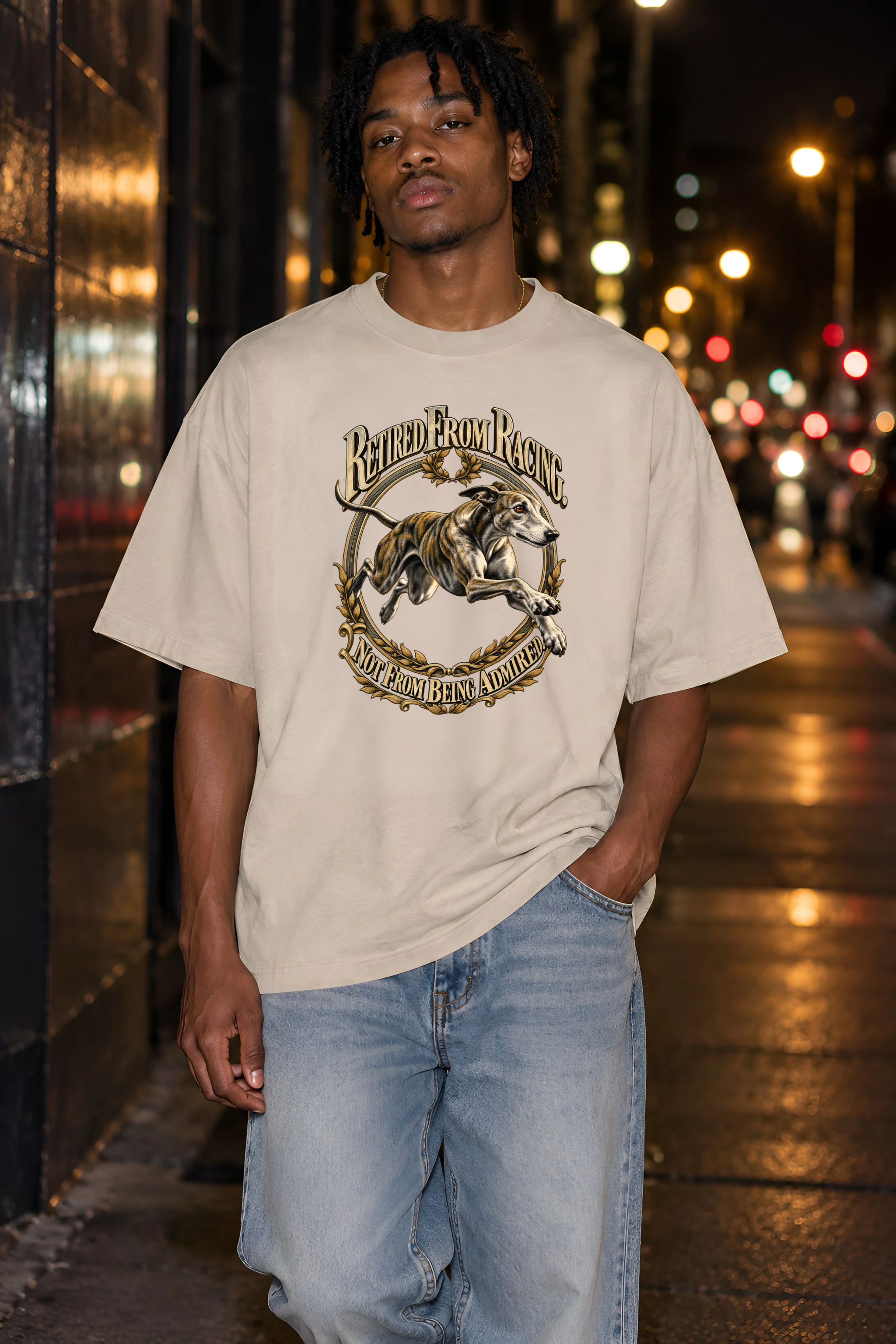 "Retired From Racing" Unisex Oversized Heavyweight Crewneck T-Shirt
