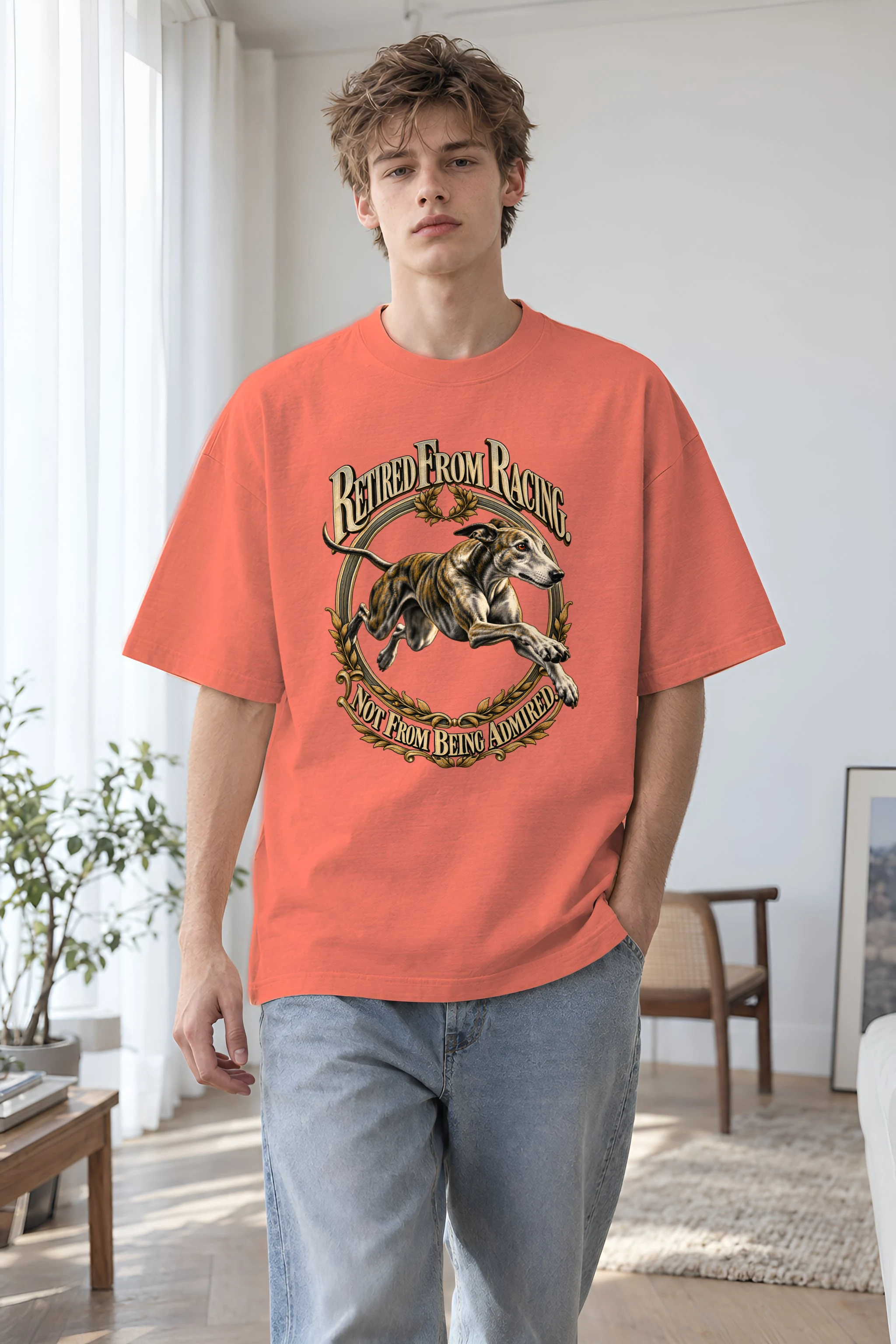 "Retired From Racing" Unisex Oversized Heavyweight Crewneck T-Shirt