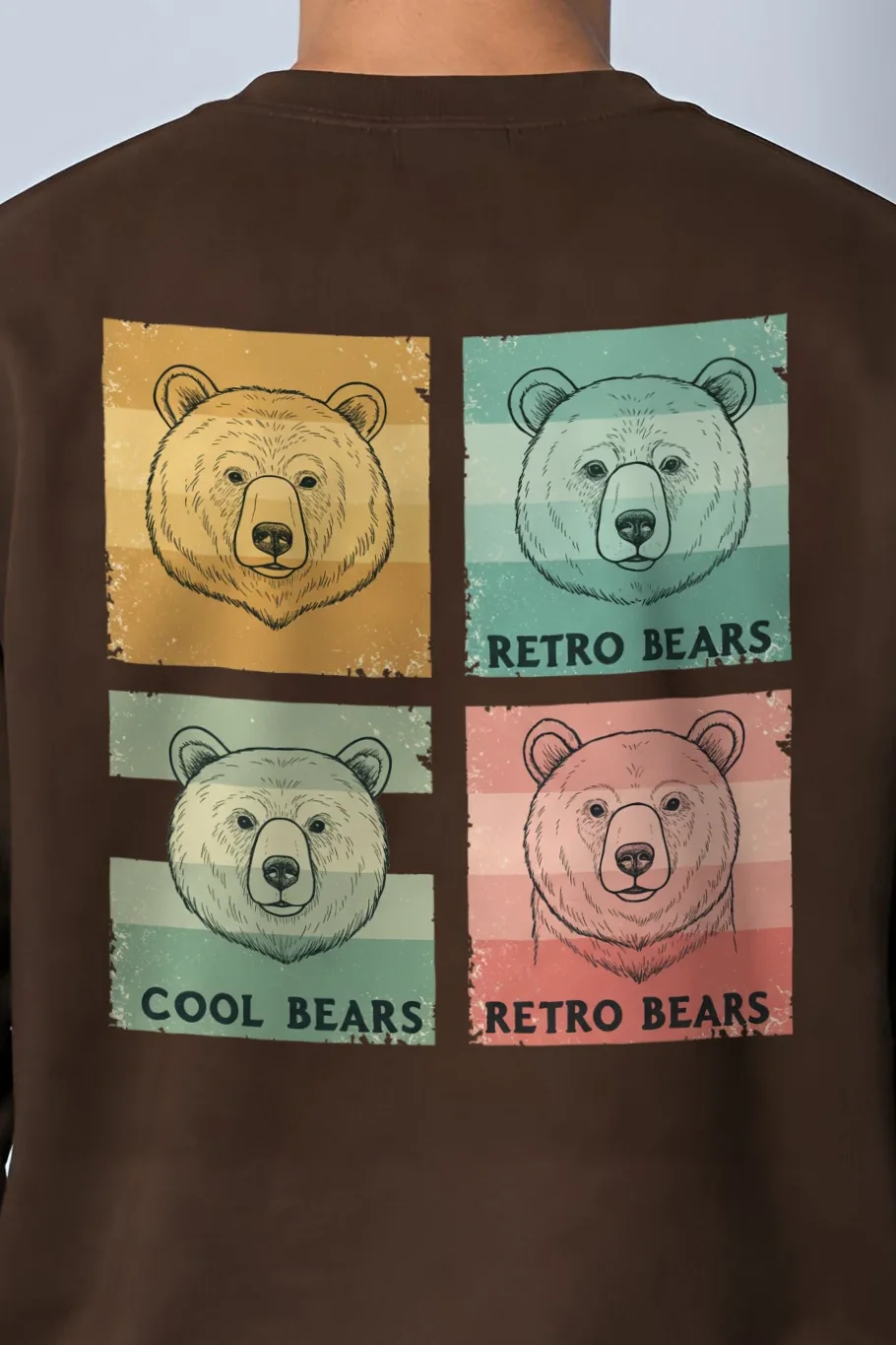 "Retro Bears" 1 Crewneck Sweatshirt - the graphic up close