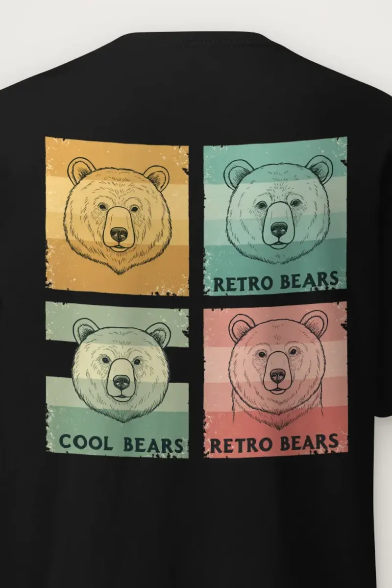 "Retro Bears" Heavyweight Unisex Crewneck T-shirt