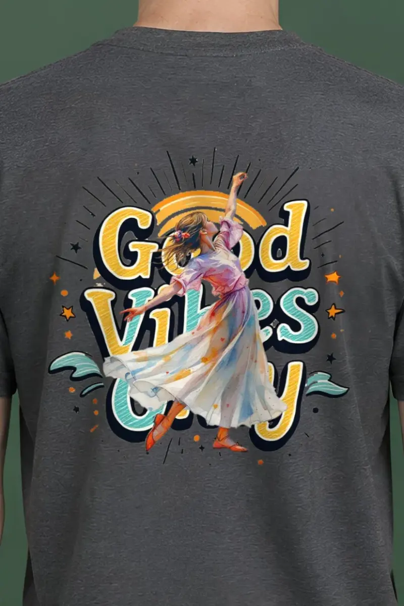 "Retro Dance Rays" Heavyweight Unisex Crewneck T-shirt