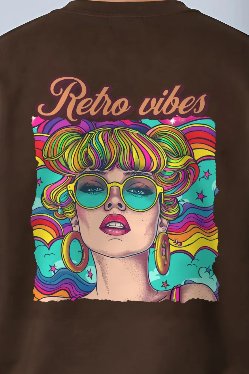 "Retro Vibes" 1 Crewneck Sweatshirt - the graphic up close