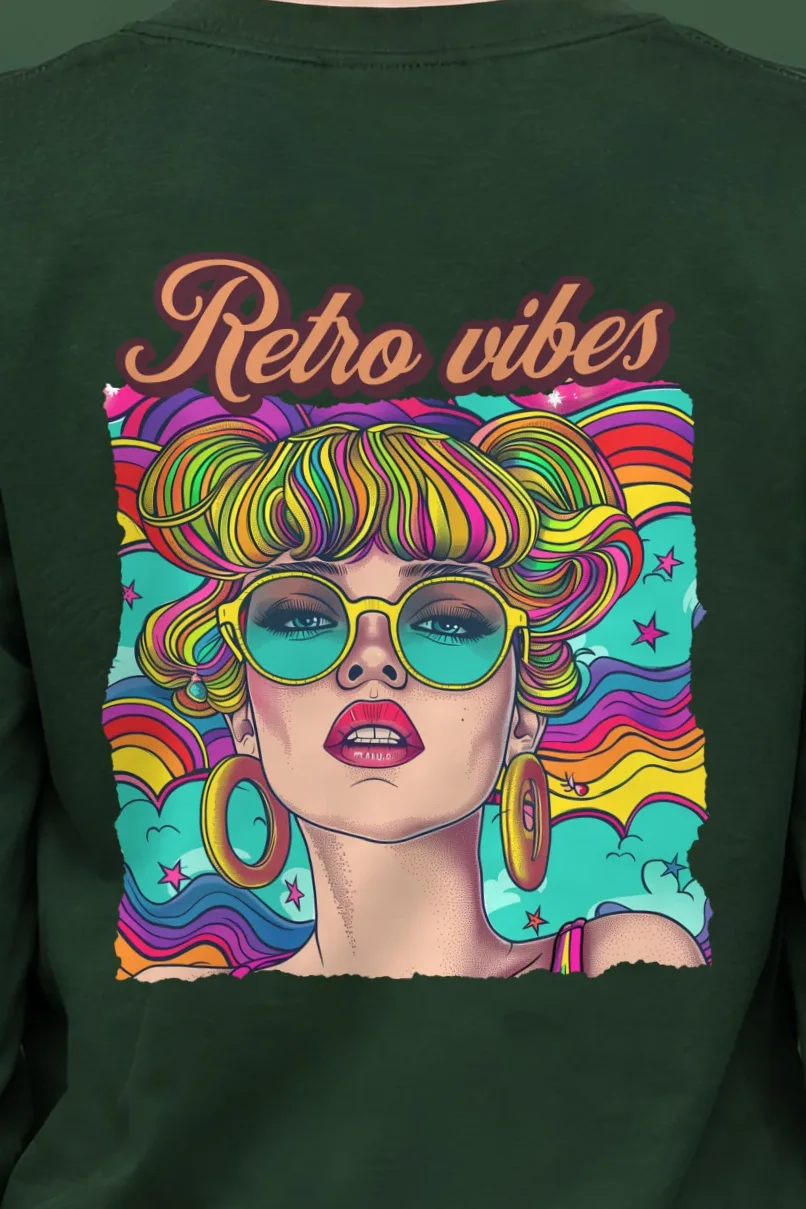 "Retro Vibes" Unisex Longsleeve T-shirt - the graphic up close