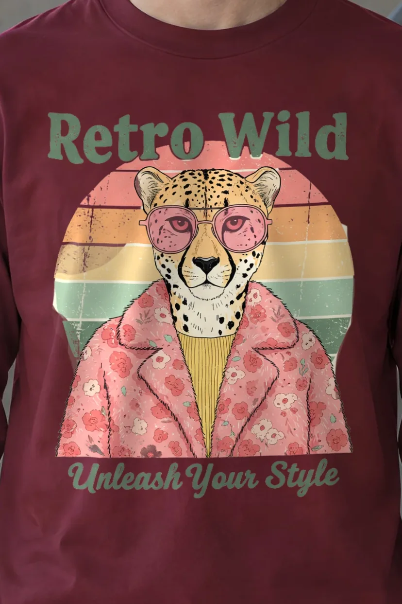 "Retro Wild" Unisex Longsleeve T-shirt - the graphic up close