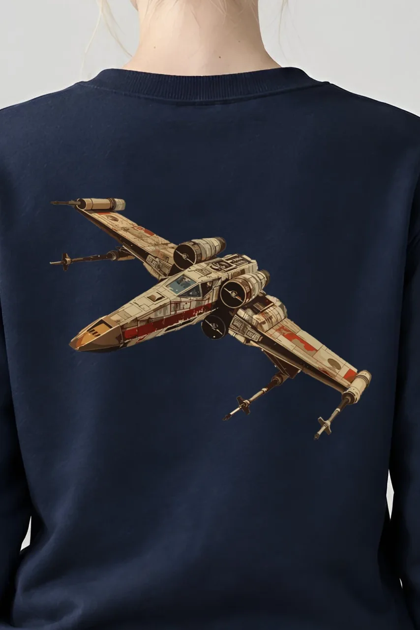 "Retro X-Wing Schematic" 1 Crewneck Sweatshirt - the graphic up close