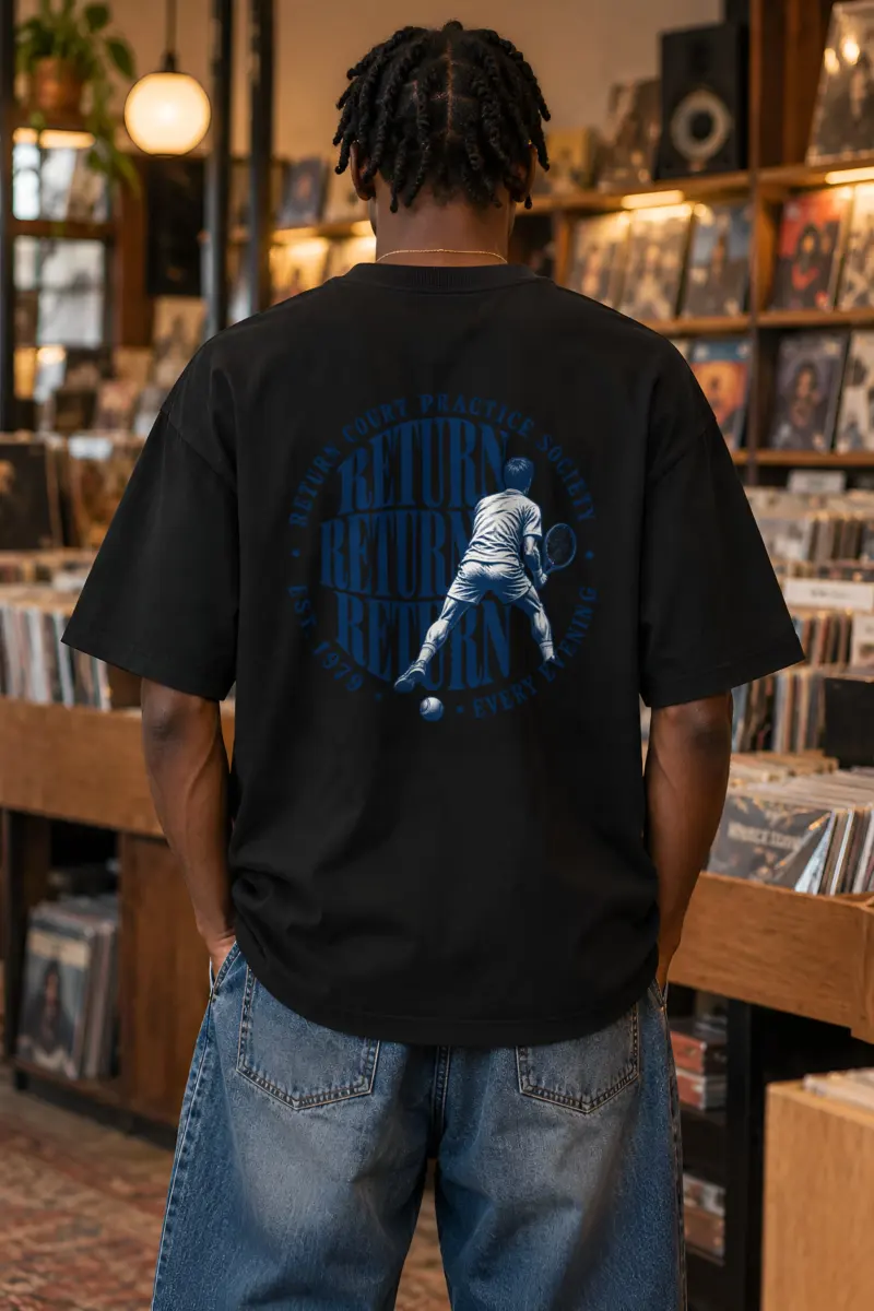"Return Court Practice Society" Unisex Oversized Heavyweight Crewneck T-Shirt
